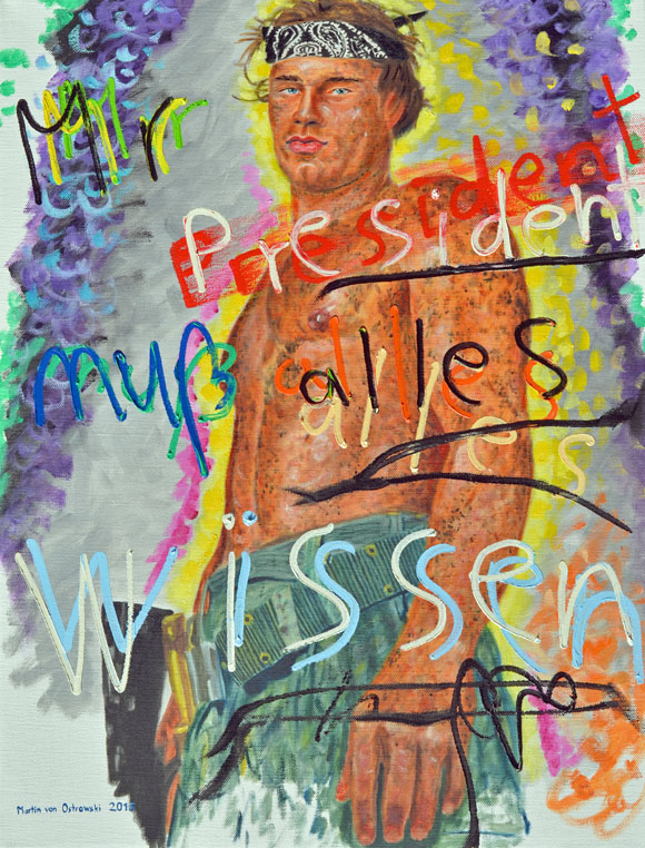 Martin von Ostrowski: Mr President muß alles wissen, 2015, Öl auf Leinwand, 80 x 60 cm